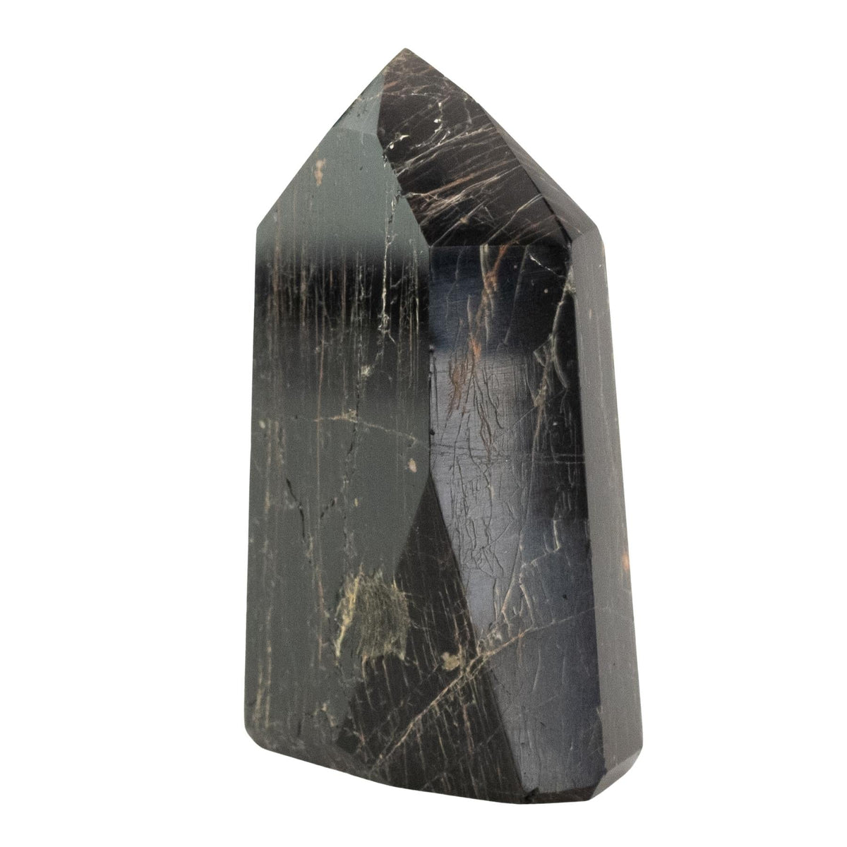 Black Tourmaline with Hematite Polished Point
