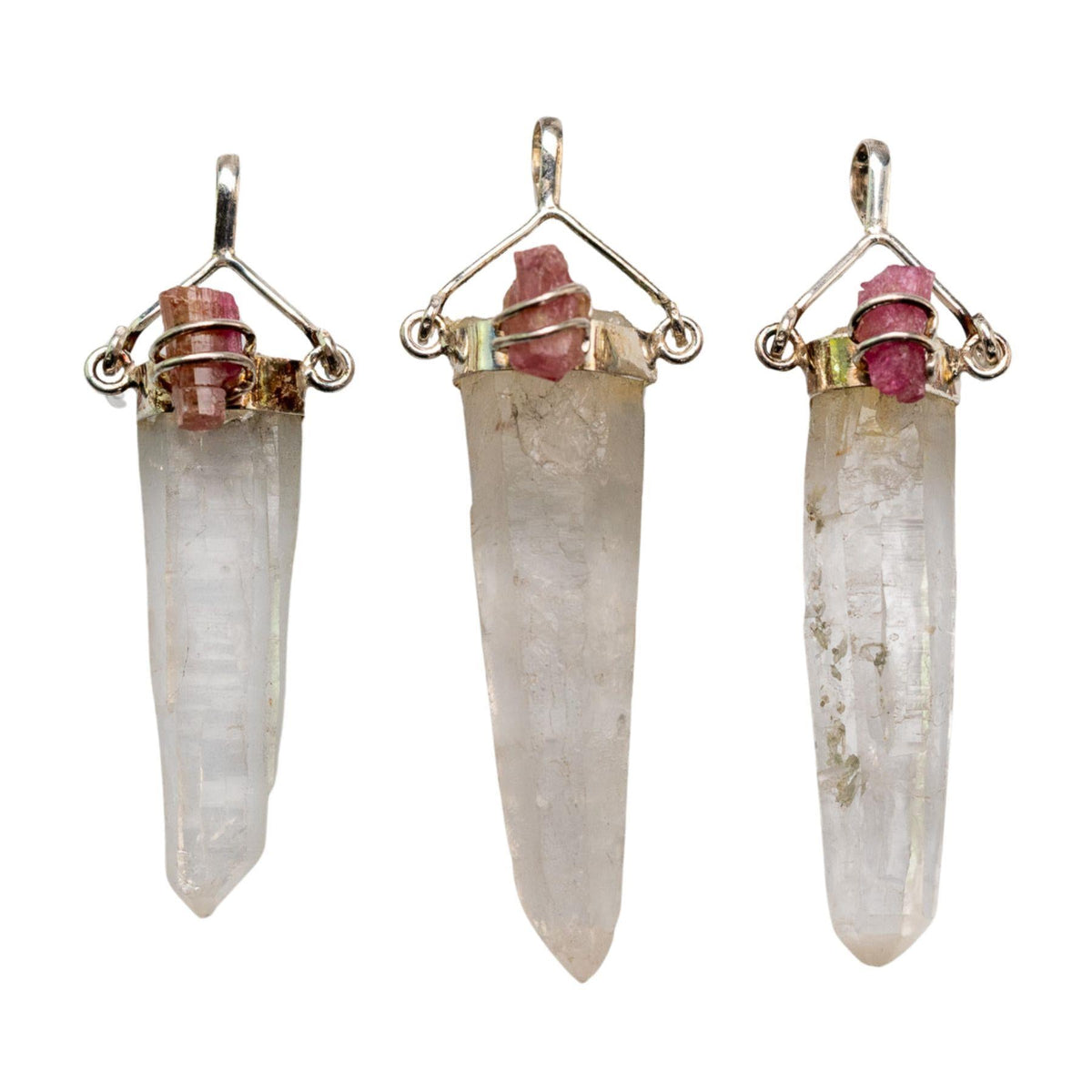 Clear Quartz With Rubalite Pendant