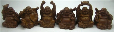 Laughing Buddha 3" Statues (Set of 6 Figurine) Choose Color