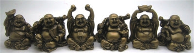 Laughing Buddha 3" Statues (Set of 6 Figurine) Choose Color