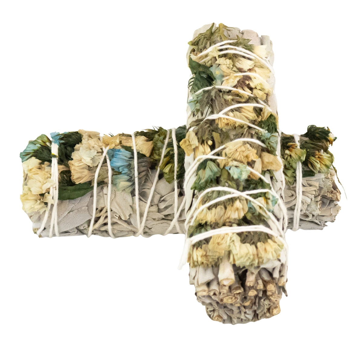 White Sage With Blue Sinuata Smudge Stick
