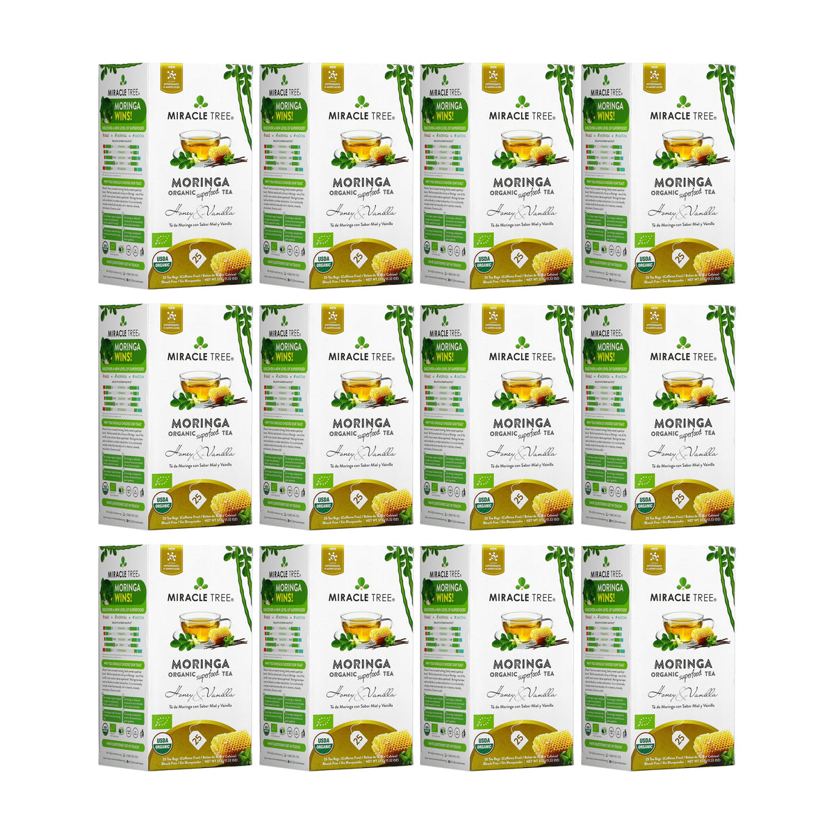 Organic Moringa Tea - Honey & Vanilla - Caffeine-Free Herbal Tea