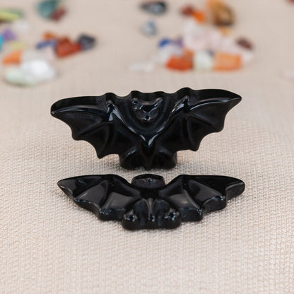 Black Obsidian Carved Bat