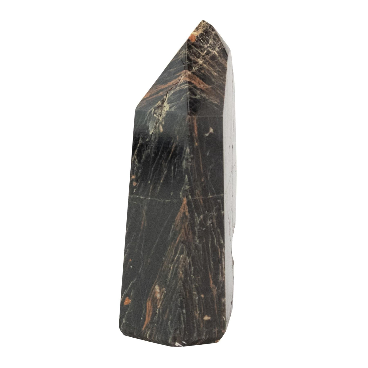 Black Tourmaline with Hematite Polished Point