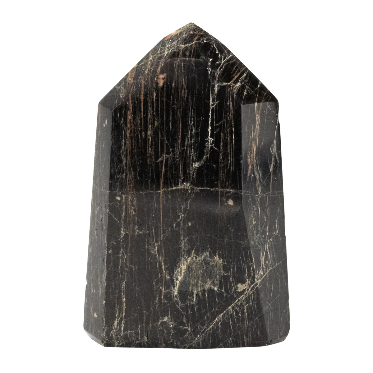 Black Tourmaline with Hematite Polished Point