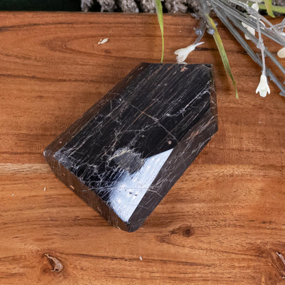 Black Tourmaline with Hematite Polished Point