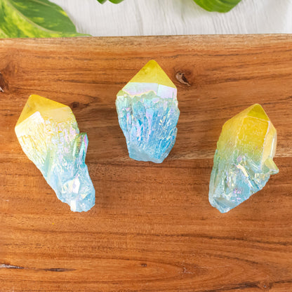 Blue & Yellow Aura Quartz Point