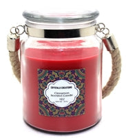 Crystalo Creations 3 in 1, Apple Pie, Cinnamon, Vanilla Scented Candle with Rope Handle, 18 Ounce