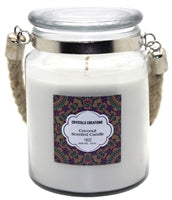 Crystalo Creations 3 in 1, Apple Pie, Cinnamon, Vanilla Scented Candle with Rope Handle, 18 Ounce