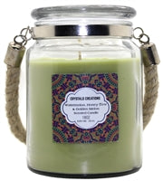 Crystalo Creations 3 in 1, Apple Pie, Cinnamon, Vanilla Scented Candle with Rope Handle, 18 Ounce