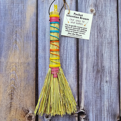 Pocket Intention Broom, Mini Handmade Hawktail Broom