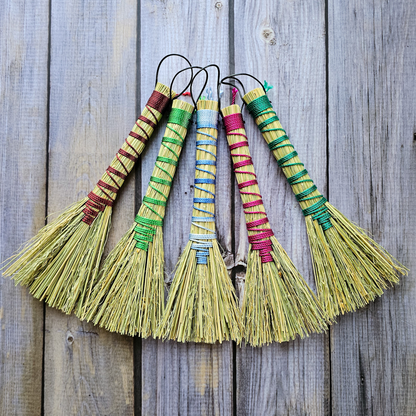 Pocket Intention Broom, Mini Handmade Hawktail Broom