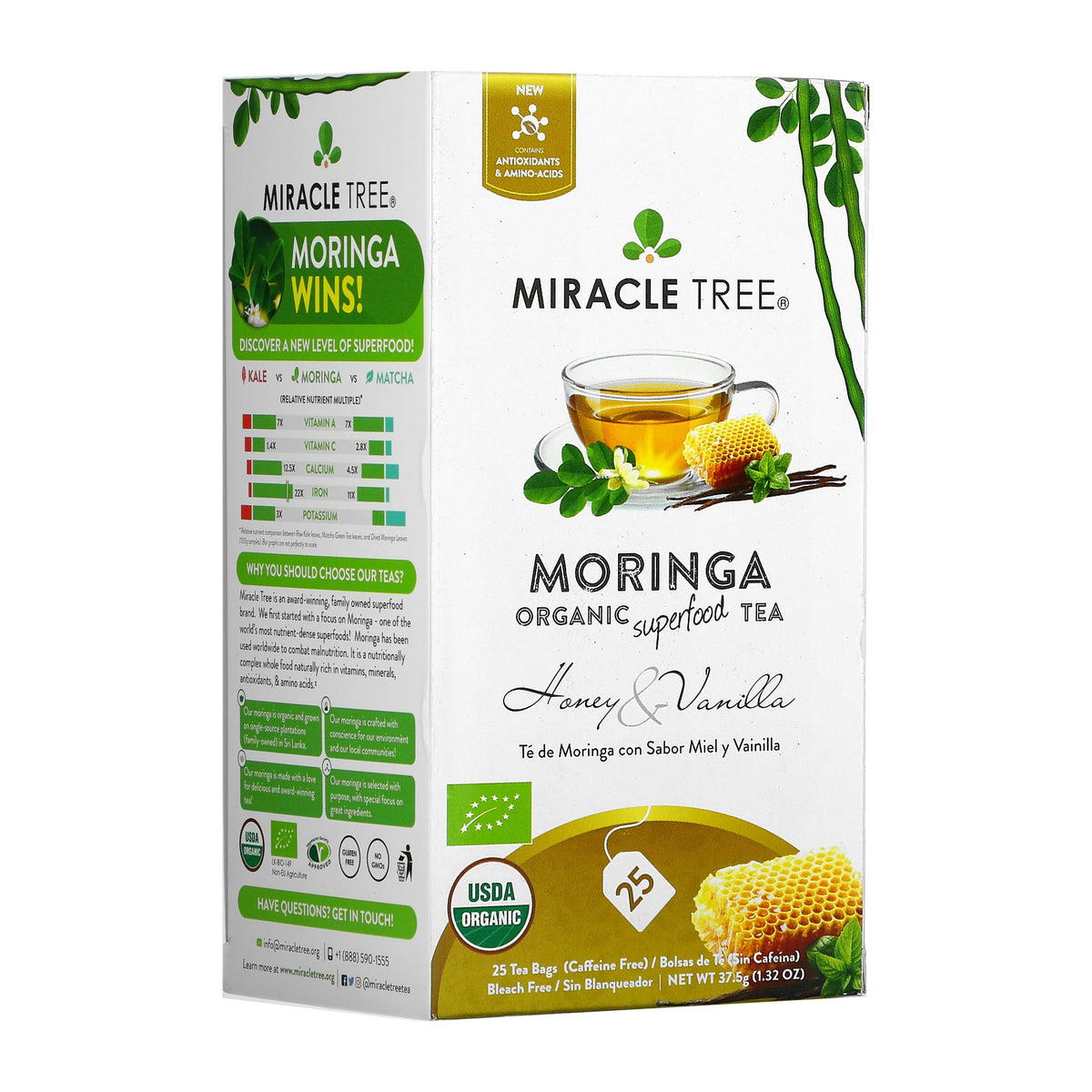 Organic Moringa Tea - Honey & Vanilla - Caffeine-Free Herbal Tea