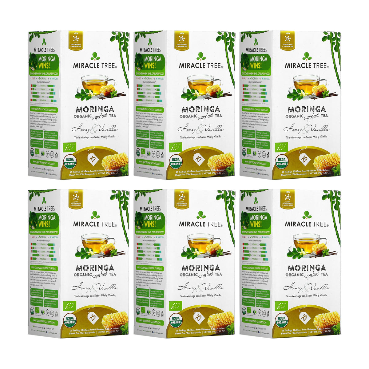 Organic Moringa Tea - Honey & Vanilla - Caffeine-Free Herbal Tea