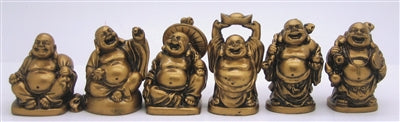 Laughing Buddha 2 Inch Statues (Set of 6 Figurine) - Choose Color