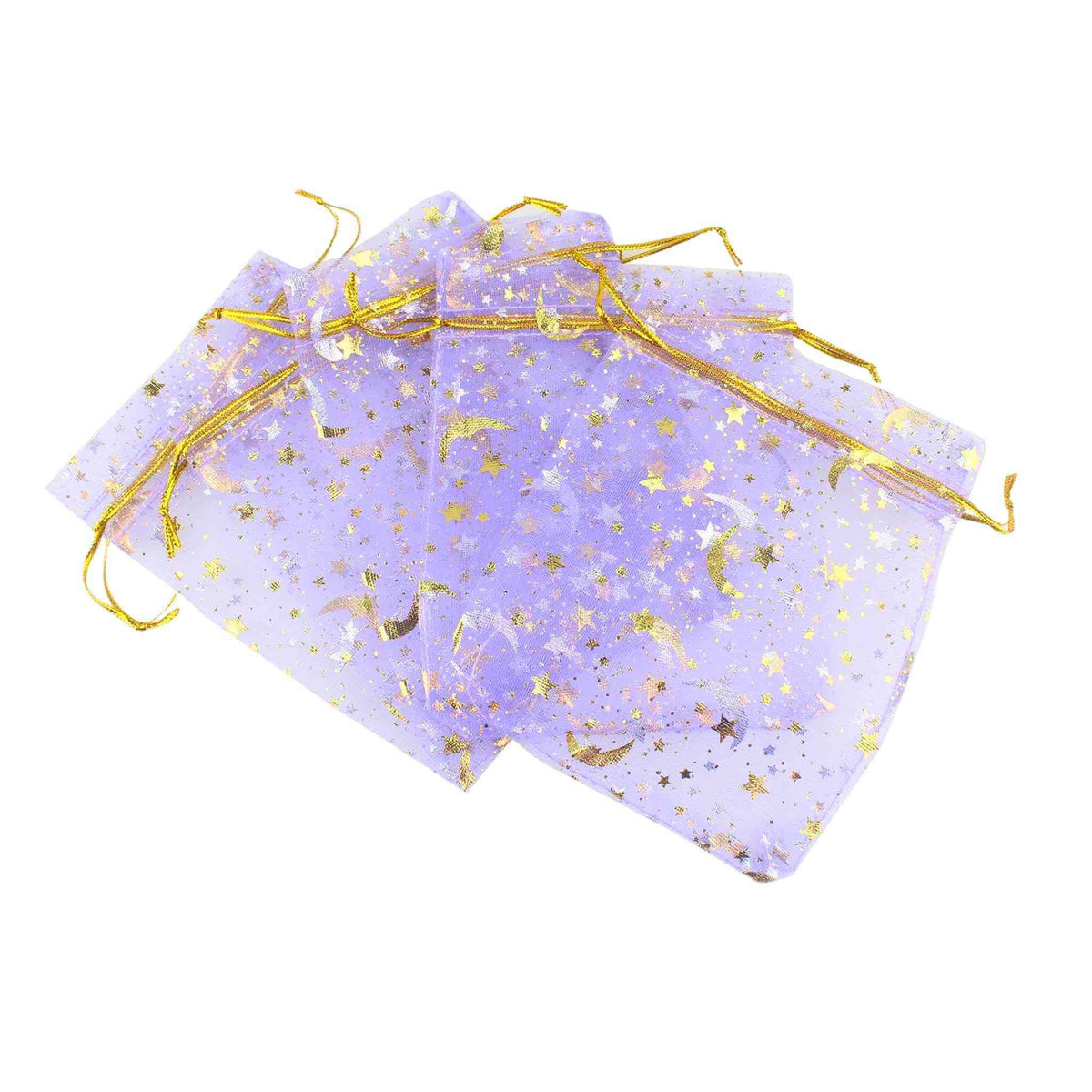 Lavender 4x6 Star and Moon Organza Bags 10pk