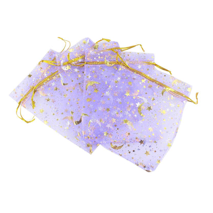 Lavender 4x6 Star and Moon Organza Bags 10pk