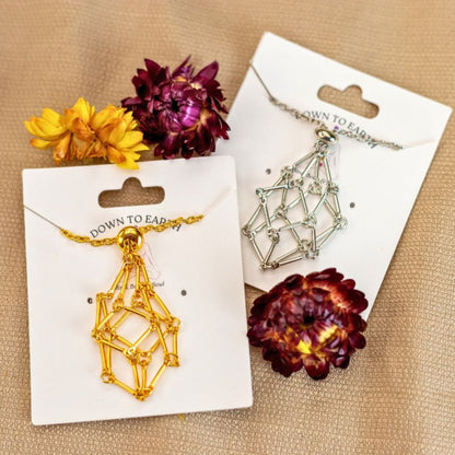 Adjustable Metal Crystal Holder Necklace