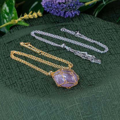 Adjustable Metal Crystal Holder Necklace