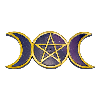 Pentagram and Triple Moon Incense Burner