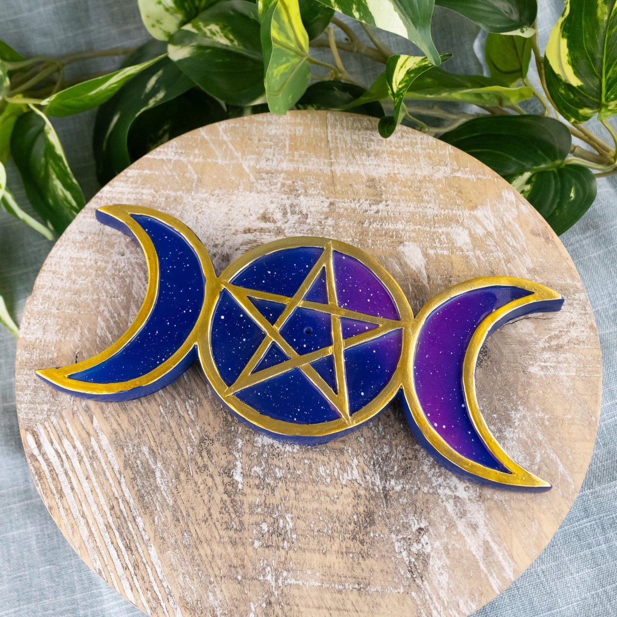Pentagram and Triple Moon Incense Burner