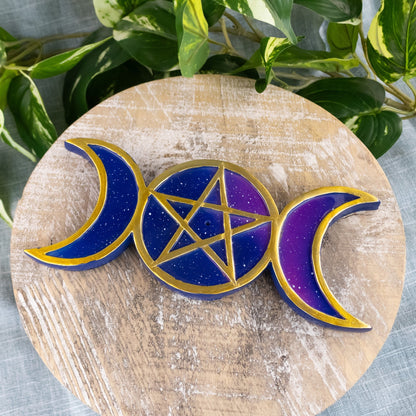 Pentagram and Triple Moon Incense Burner