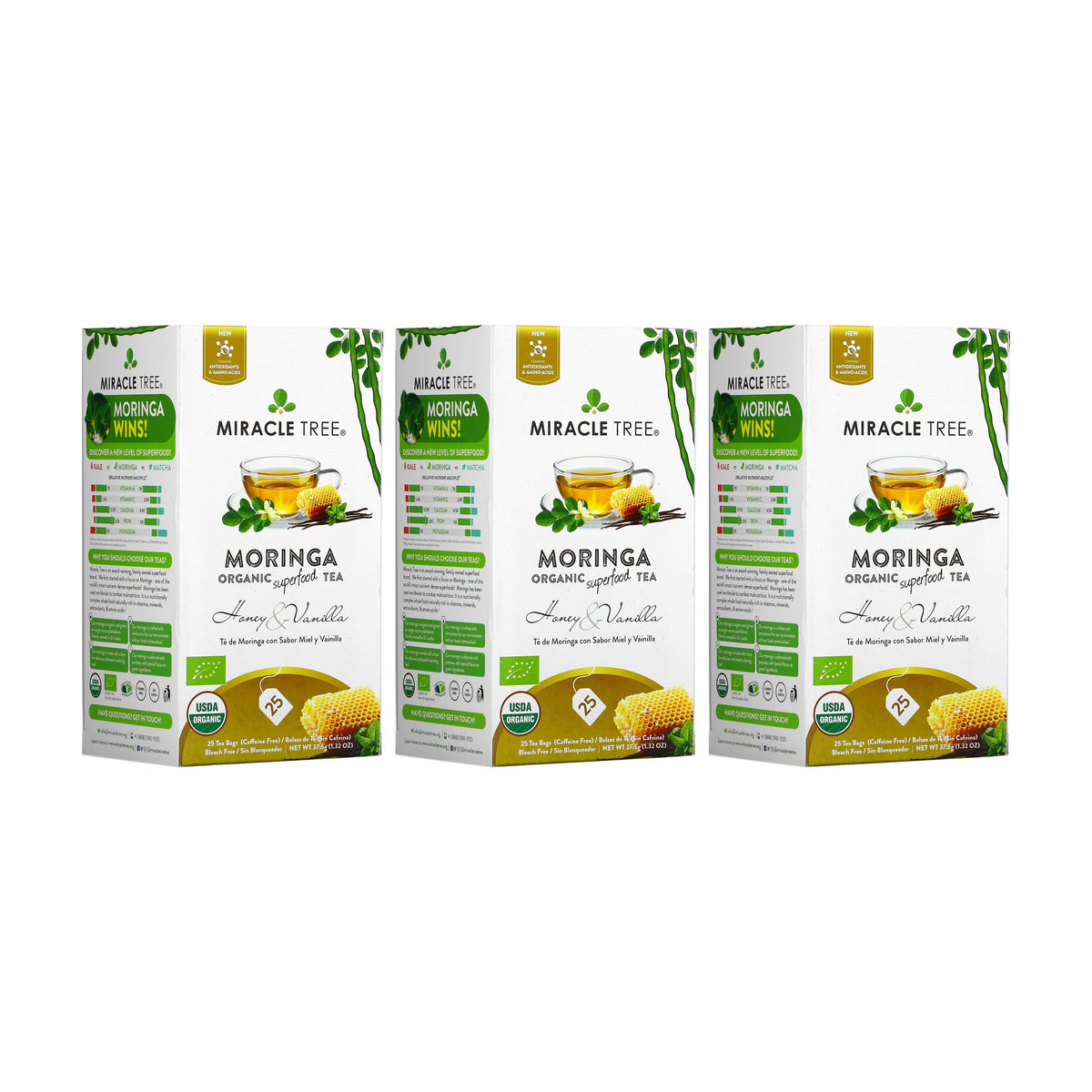Organic Moringa Tea - Honey & Vanilla - Caffeine-Free Herbal Tea