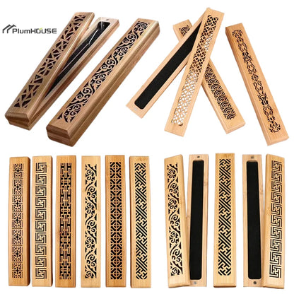 Natural Bamboo Incense Burner Holder with Storage Box | Aromatherapy Incense Tool