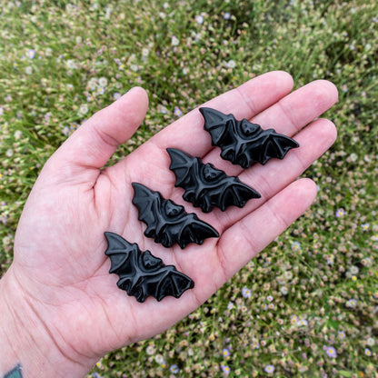 Black Obsidian Carved Bat