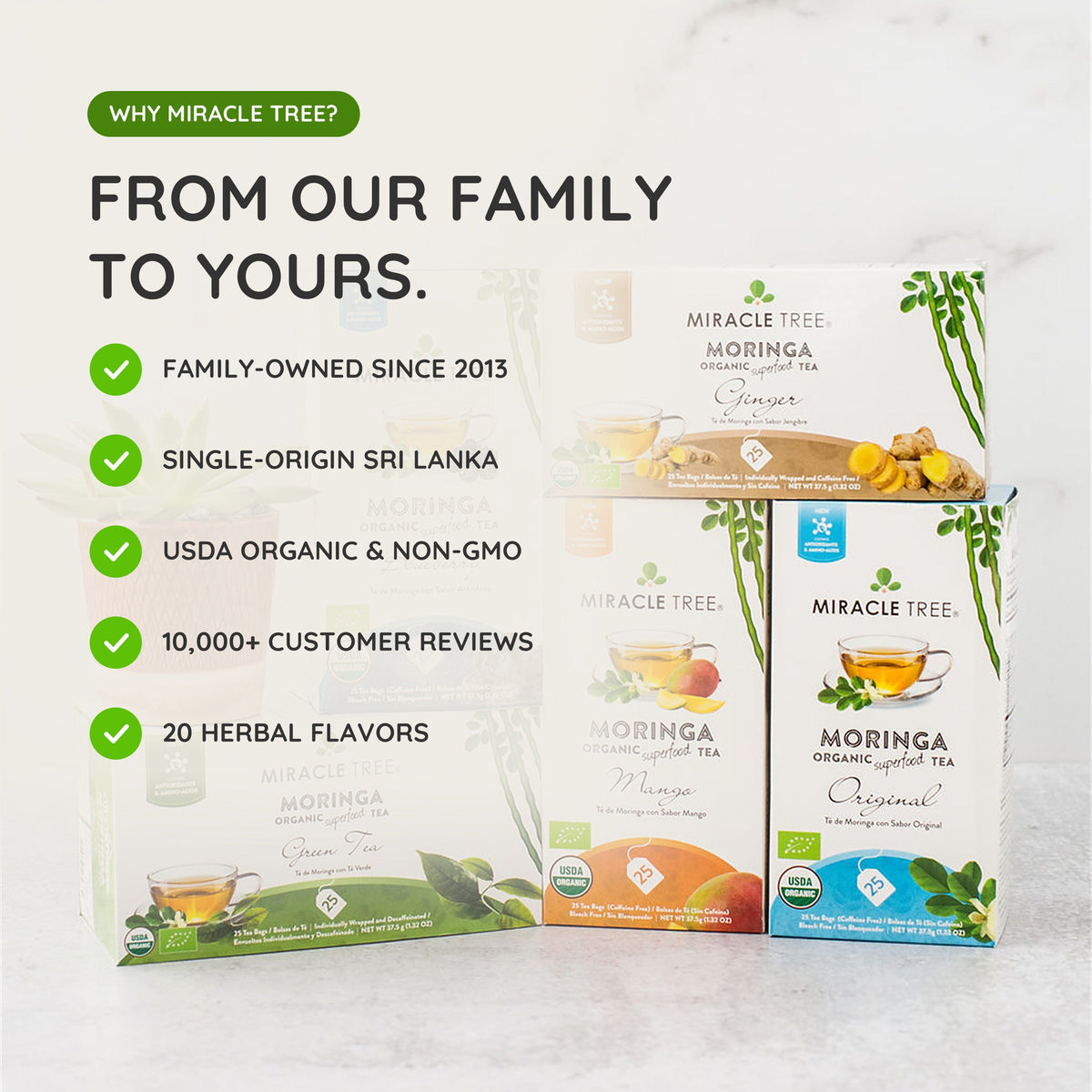 Organic Moringa Tea - Honey & Vanilla - Caffeine-Free Herbal Tea