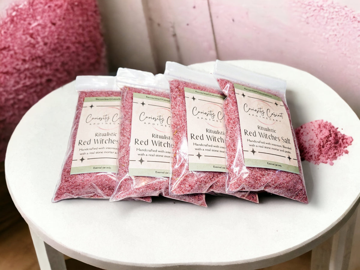 Red Witches Salt: Love Spell, Rose Petals, Herbs (4oz)