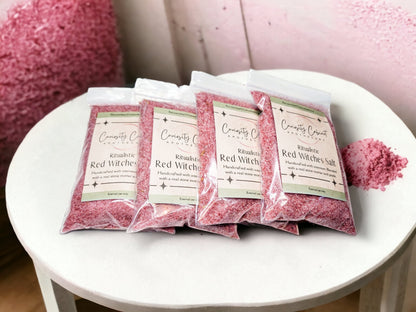 Red Witches Salt: Love Spell, Rose Petals, Herbs (4oz)