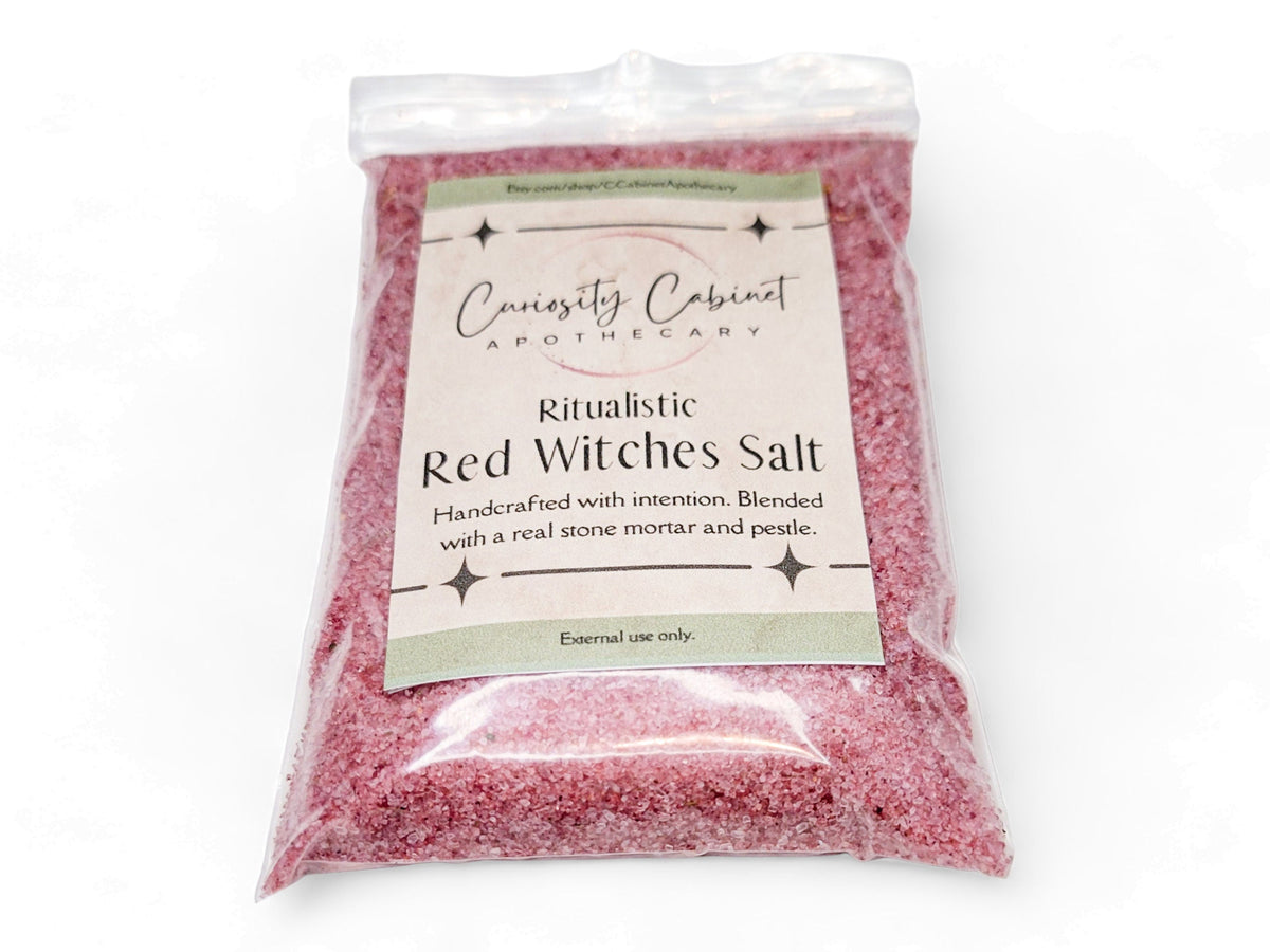 Red Witches Salt: Love Spell, Rose Petals, Herbs (4oz)