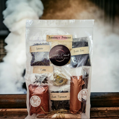 Protection Banishing Intention Bottle Kit - Deluxe or Gift Set - DIY Witchcraft Supplies - Herbs and Crystals