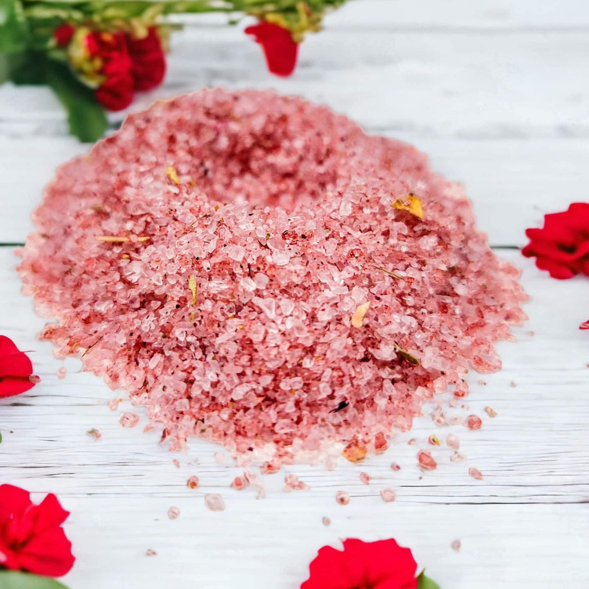 Red Witches Salt: Love Spell, Rose Petals, Herbs (4oz)