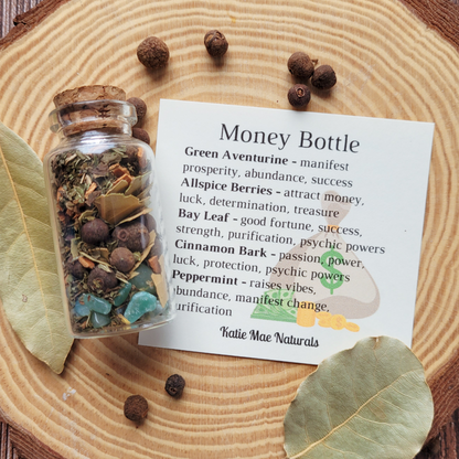 Money Spell Bottle, Herbs for Attracting Wealth and Abundance