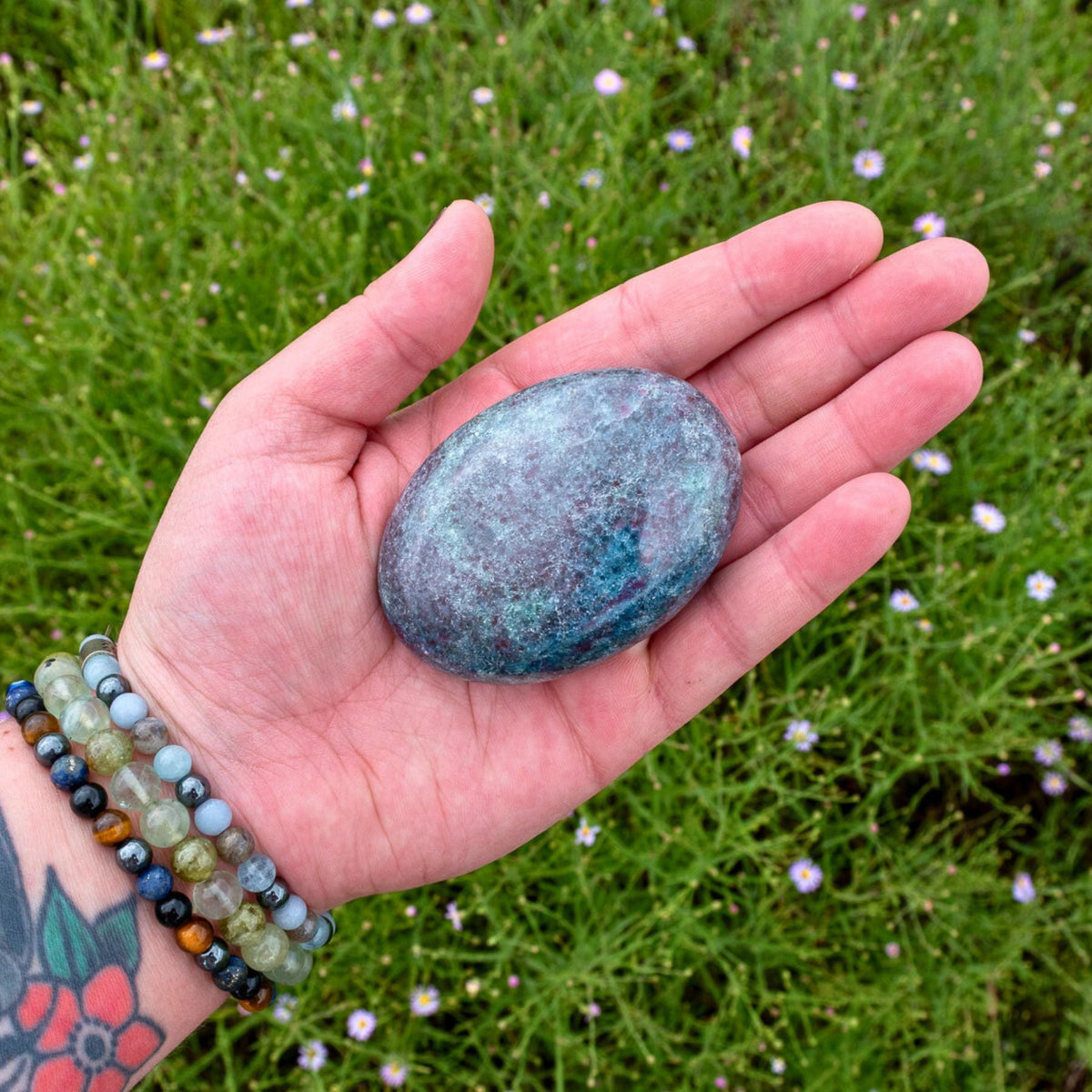 Ruby in Kyanite Palm Stone